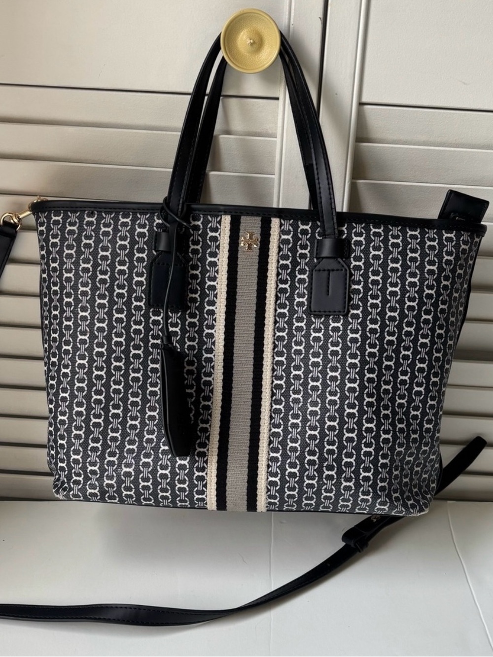 Tory Burch Gemini Link Canvas Small Top-Zip Tote Bag